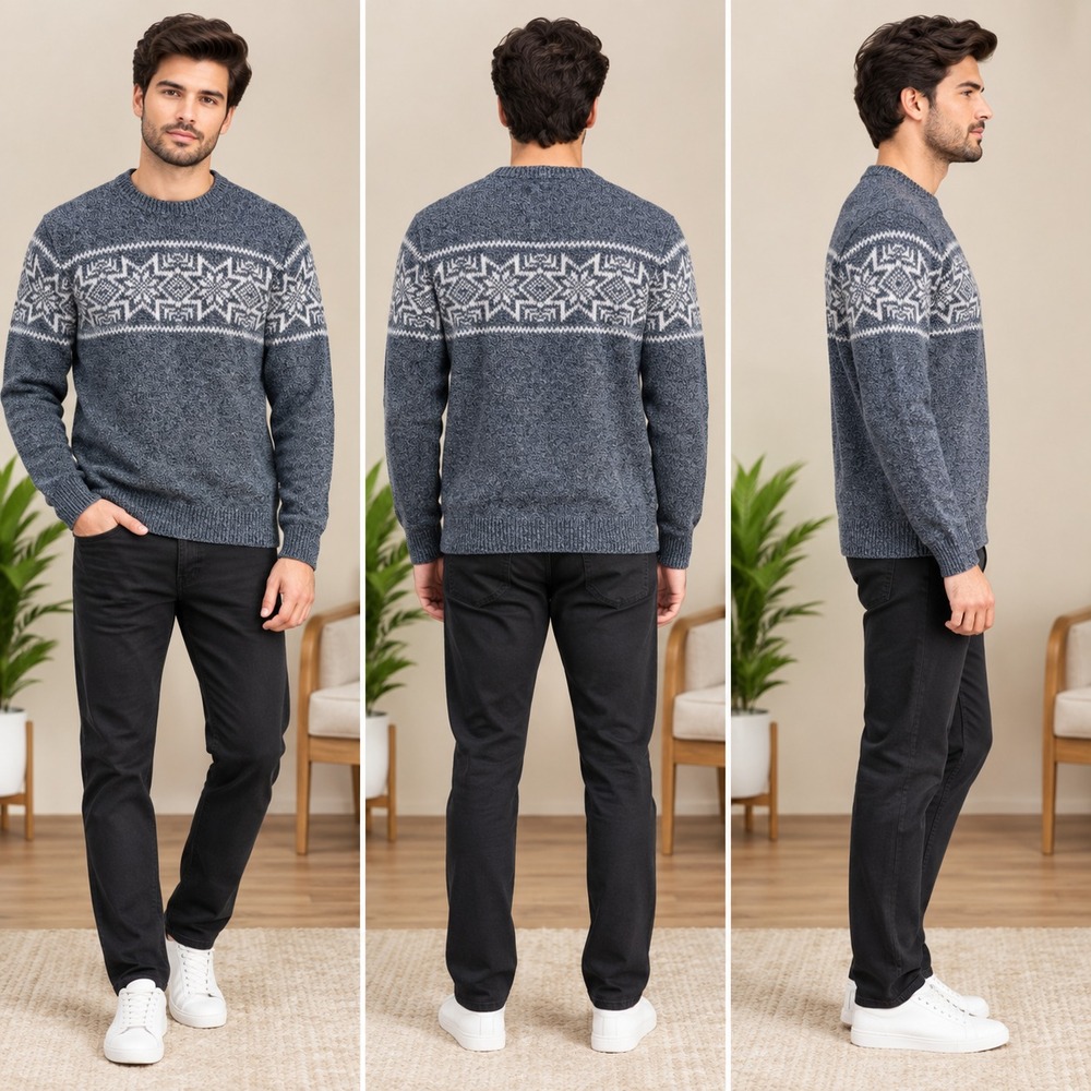 Brooks Brothers Pullover Sweater Mens M Gray Snowflake Nordic Classic Red Fleece